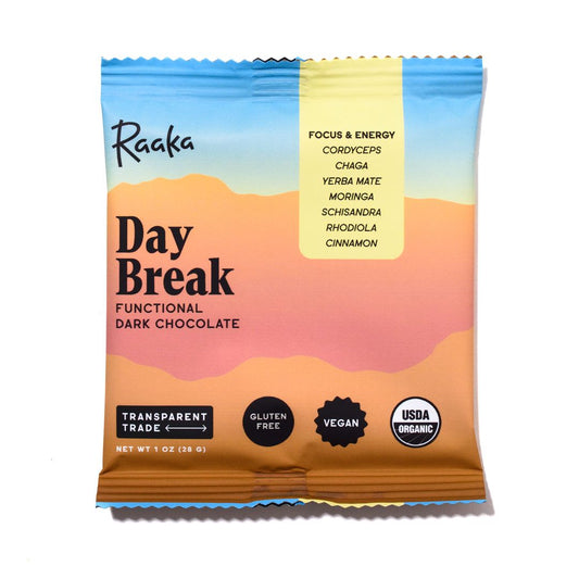 Raaka Chocolate Adaptogen & Functional Collection - Day Break, Focus & Energy Bar, Cas