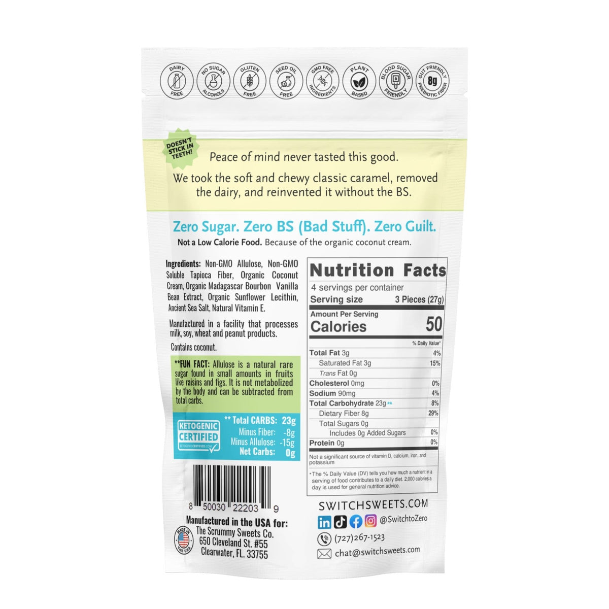 SWITCH® Coconut Caramels (Zero Sugar, Keto Certified) SCV-100g-CS12