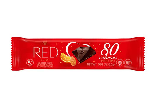 RED Chocolette Red Dark Chocolate With Orange & Almond, No Sugar Added