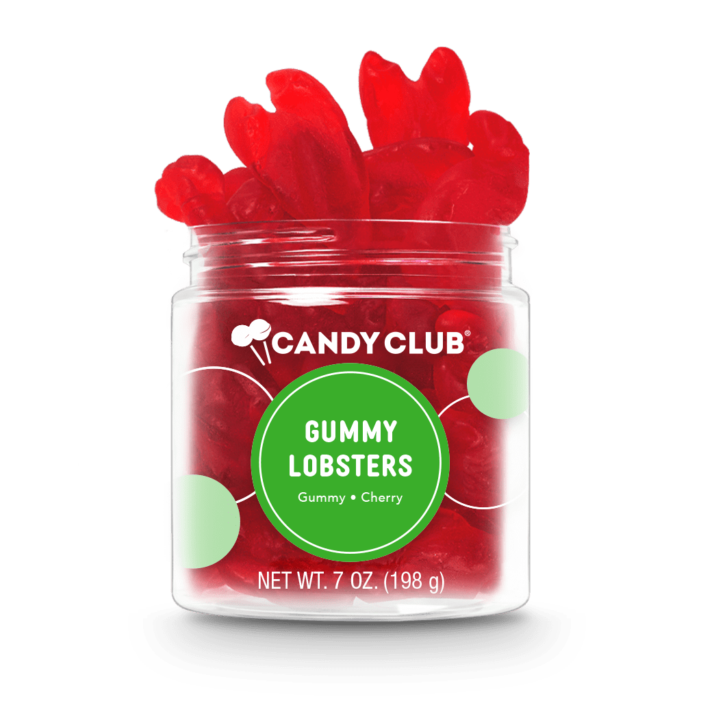 Candy Club Gummy Lobsters raspberry gummy candy in a 7 oz cup