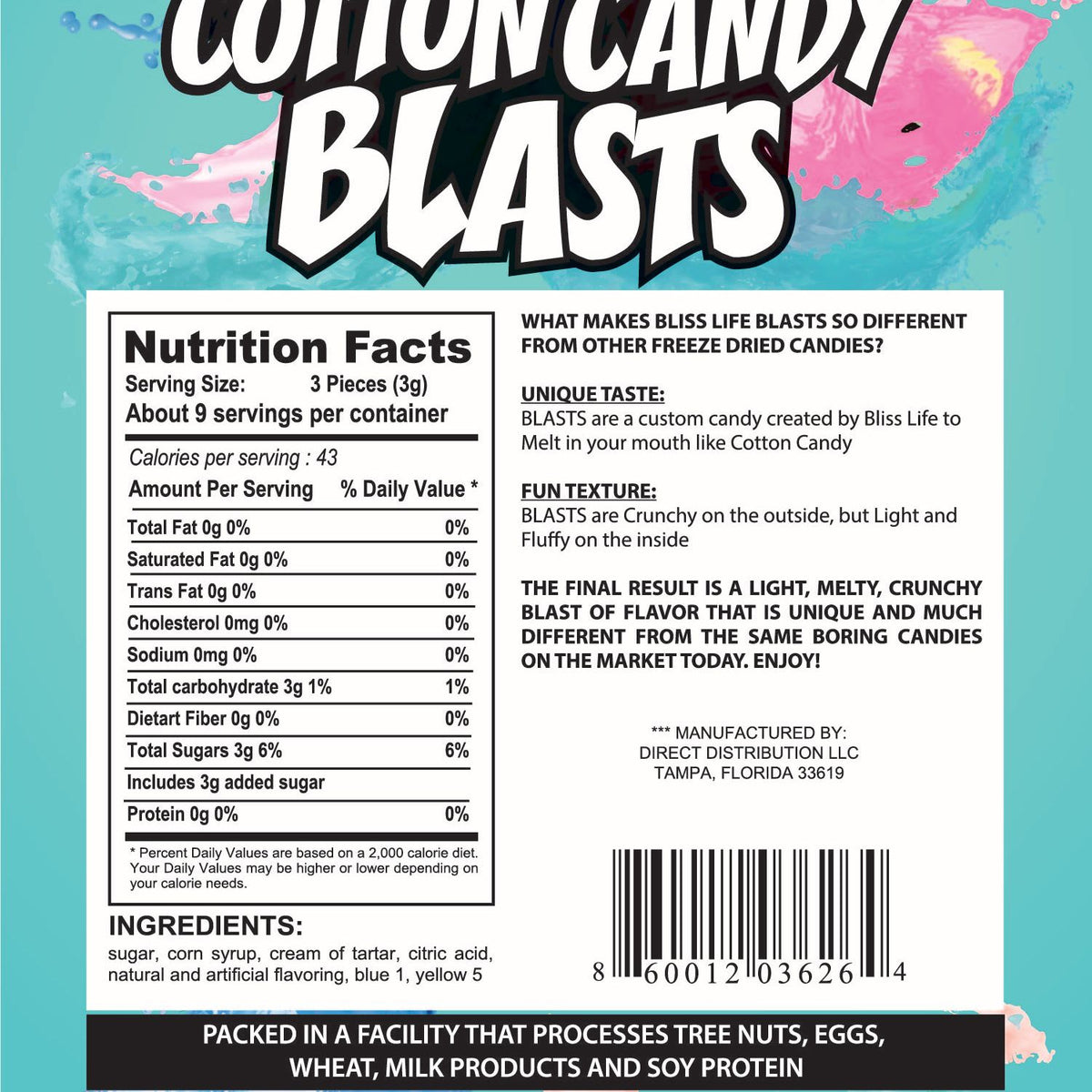 Freeze Dried Candy Blasts - Melt in your Mouth like Cotton Candy 30ctcottoncandy