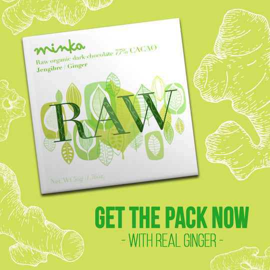 Organic Raw Chocolate Bar - 77% with Ginger - Raw Collection