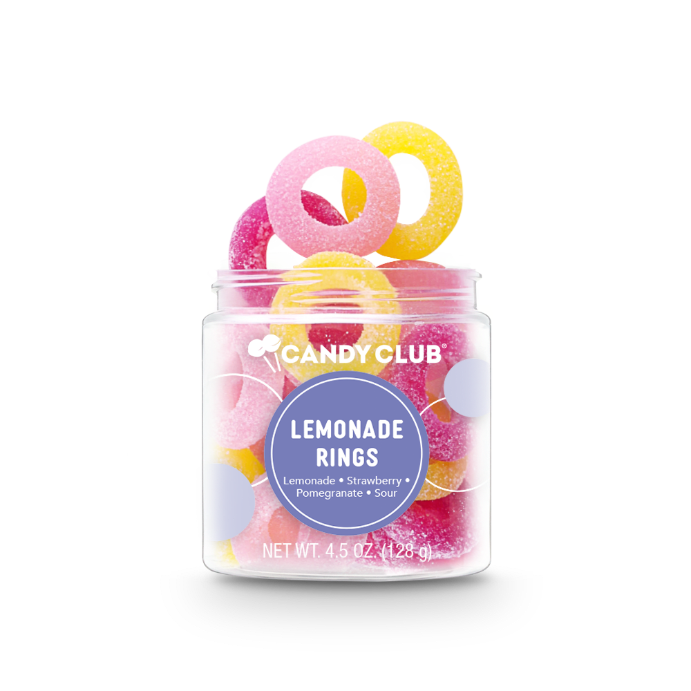 Candy Club Lemonade Rings gummy candy in a 4.5 oz cup