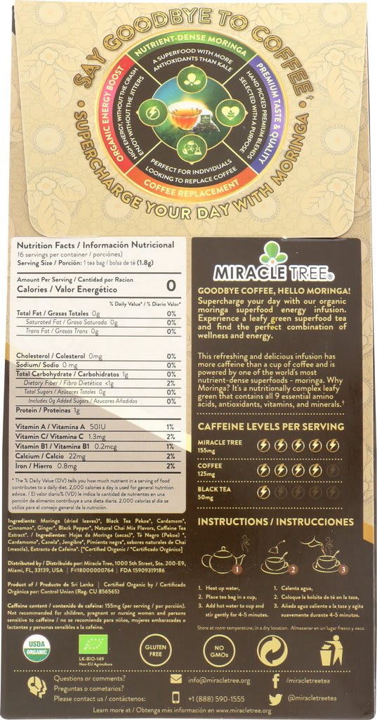 Organic Moringa Energy Tea, 16ct MT-MCT-16