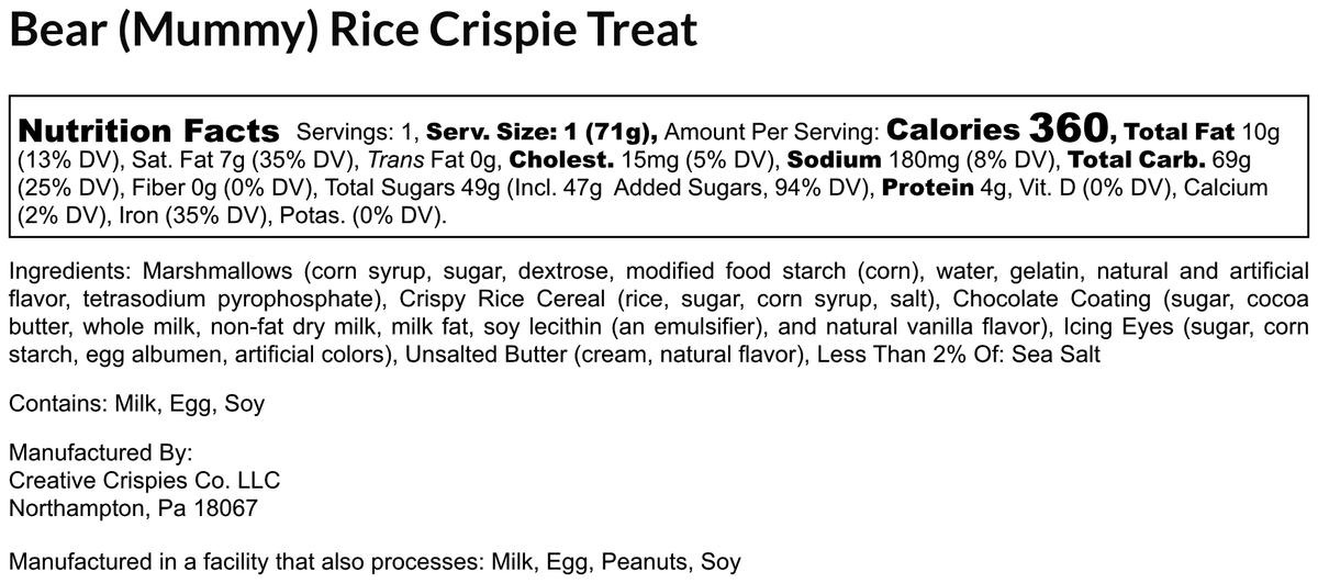 Halloween Mummy Bear Rice Crispie Treats