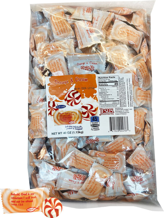 Scripture Candy Orange & Cream Hard Candy 2.5lb Bag, 180 Pieces