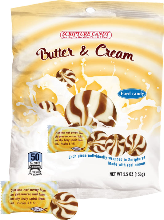 Scripture Candy Butter & Cream 5.5oz Bag, 25 Pieces