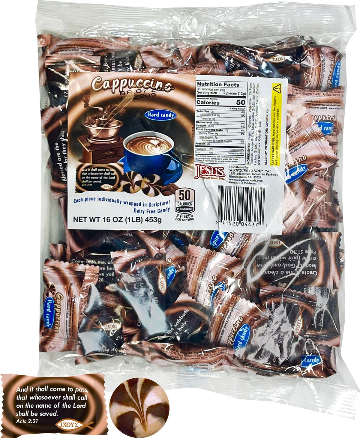 Scripture Candy Scripture Candy, Coffee Cappuccino Flavored Hard Candy 1 Pound Bag, 75