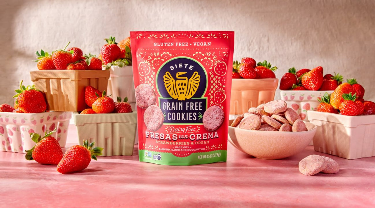Siete Foods Grain Free Cookies - Fresas Con Crema, pouches