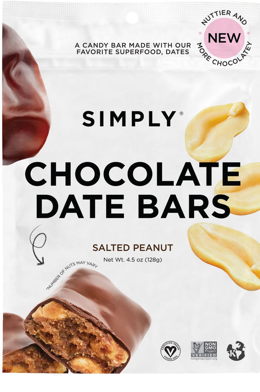 Simply Gum Chocolate Date Bars - Salted Peanut, 4.5oz Bag