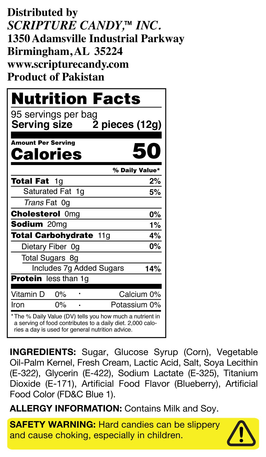 Scripture Candy, Blueberries & Cream 2.5 LB Bag, 180 Pieces 04446