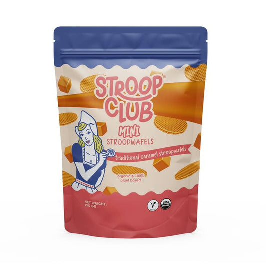 Stroop Club Traditional Caramel Organic and Plant Based Mini Stroopwafels