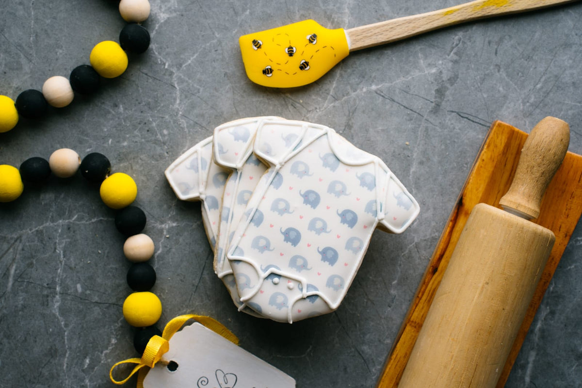 Sugar Beez Onesie Cookie - Elephants