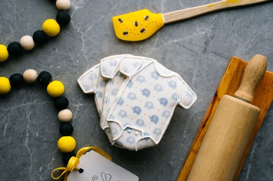 Sugar Beez Onesie Cookie - Elephants