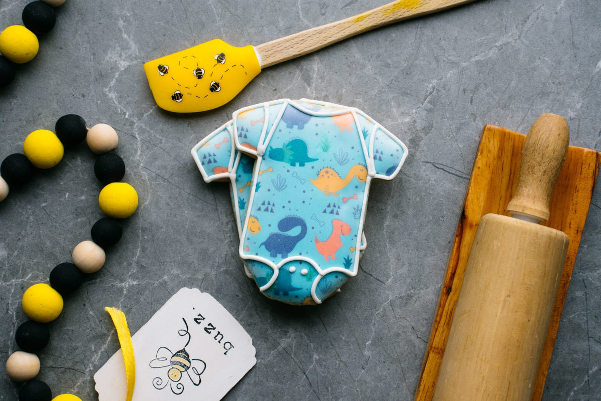 Sugar Beez Onesie Cookie - Dinosaurs