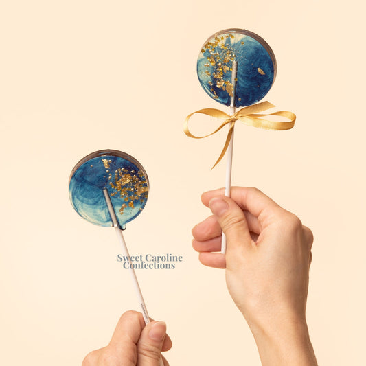 Sweet Caroline Confections Navy Star Galaxy Lollipops, Blueberry Flavor, 10/