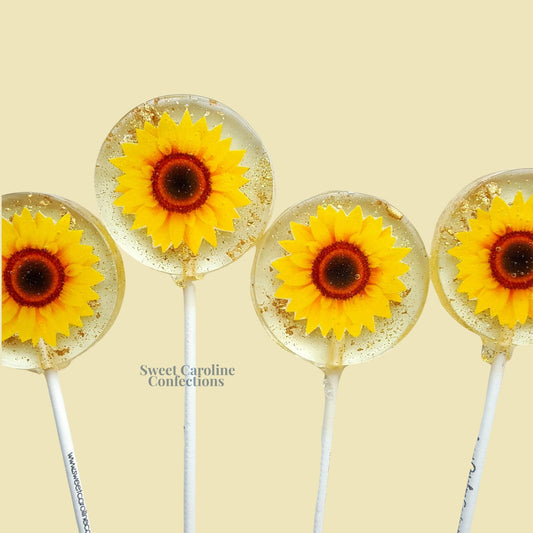 Sweet Caroline Confections Sunflower Lollipops, Black Cherry Flavor, 10/Case -VEGAN