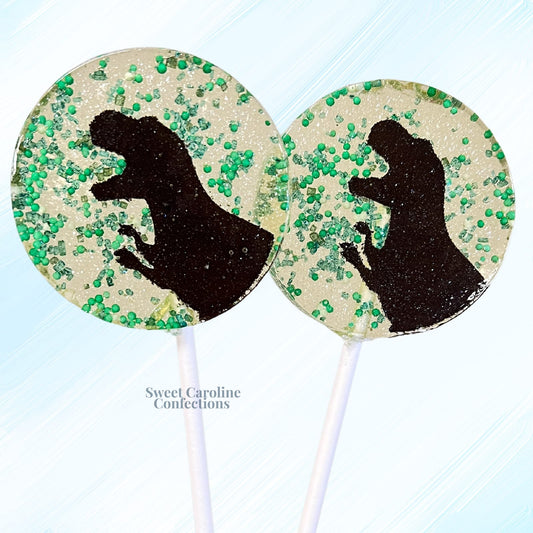 Sweet Caroline Confections Dinosaur Lollipops, Green Apple Flavor, 10/Case -VEGAN