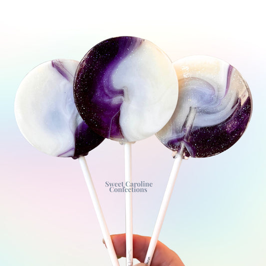 Sweet Caroline Confections Marble Lollipops, Blueberries & Cream, 10/Case -VEGAN
