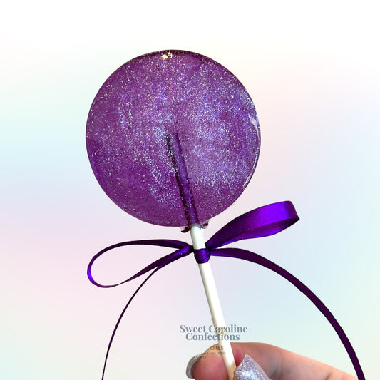 Sweet Caroline Confections Grape Sparkle Lollipops, 10/Case - VEGAN