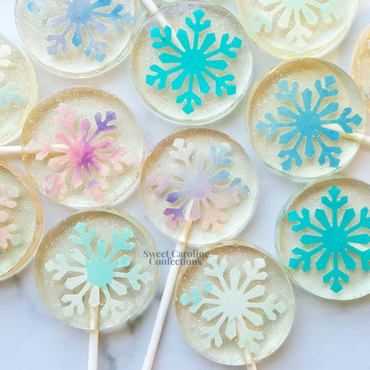 Sweet Caroline Confections Pastel Snowflake Lollipops, Cotton Candy Flavor, 10/