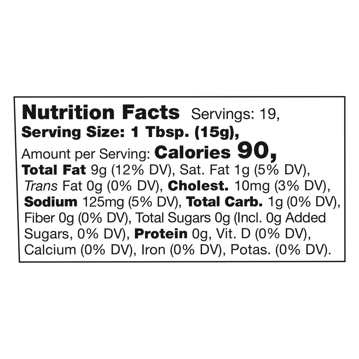 Nutrition Facts panel for Stonewall Kitchen Roasted Garlic Aioli: 1 tablespoon serving, 90 calories