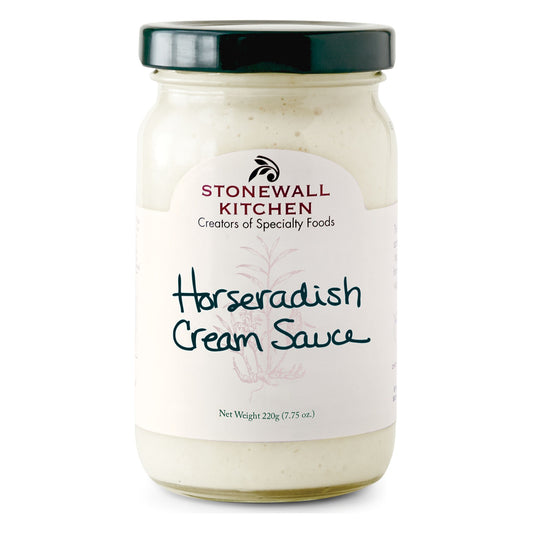 Stonewall Kitchen Horseradish Cream Sauce 7.75 oz (220 g) glass jar with green lid, current front label