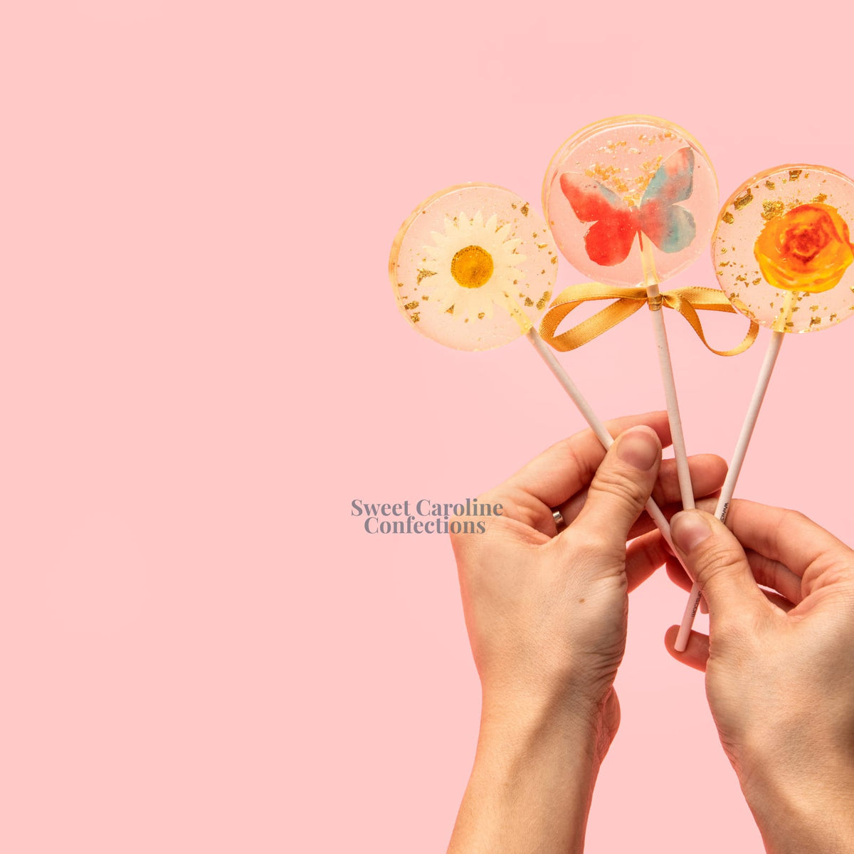 Daisy and Gold Lollipops, Mandarin Orange, 10/Case - VEGAN 00006