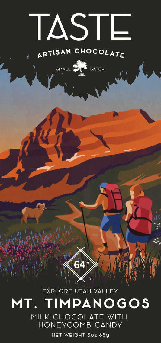 Taste Artisan Chocolate Mt. Timpanogos 64% Dark Milk Chocolate with Honeycomb Candy - Full-Siz