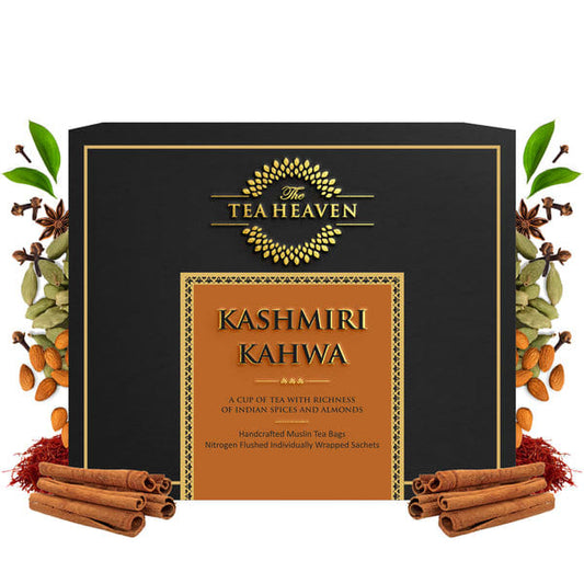 Tea Heaven Kashmiri Kahwa - Spiced Green Tea (8 Ingredients) - Muslin Tea Bag