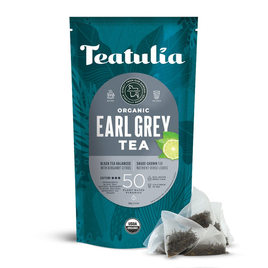 Teatulia Organic Teas Earl Grey Tea - Premium Pyramid Tea Bags