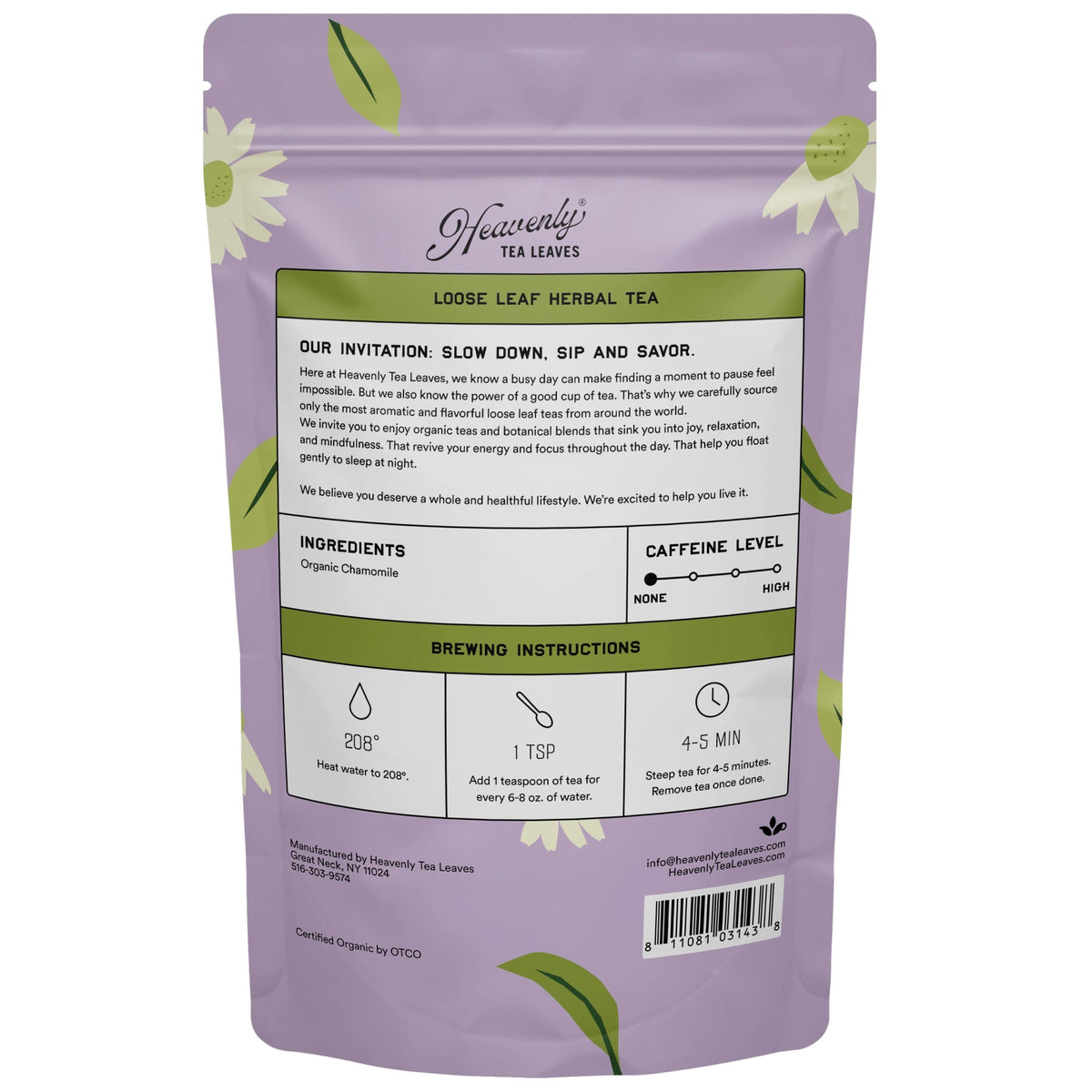 Heavenly Tea Leaves Organic Chamomile, Bulk Loose Leaf Herbal Tea, 16 Oz. HNH501-16