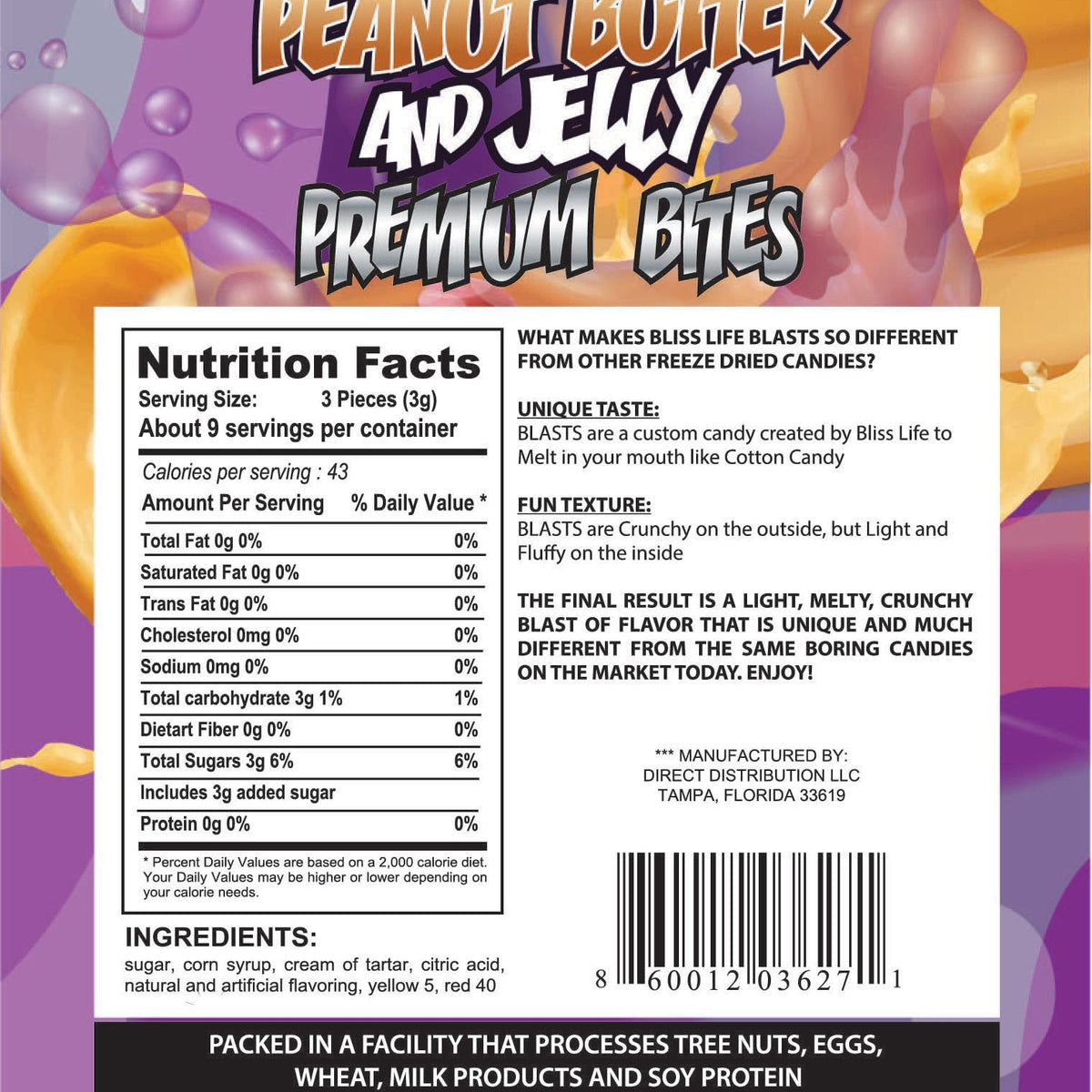 PB&J Premium Bites - Premium Freeze Dried PB&J Candy 30ctpbjgrape