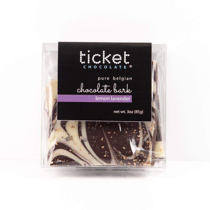 Ticket Chocolate Artisan Chocolate Bark (3oz Retail Packaging) - Lemon Lavender