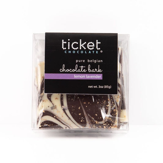 Ticket Chocolate Artisan Chocolate Bark (3oz Retail Packaging) - Lemon Lavender