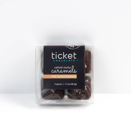 Ticket Chocolate Salted Chocolate Covered Caramels - 4-Piece, Crunchy Caramel with Brow