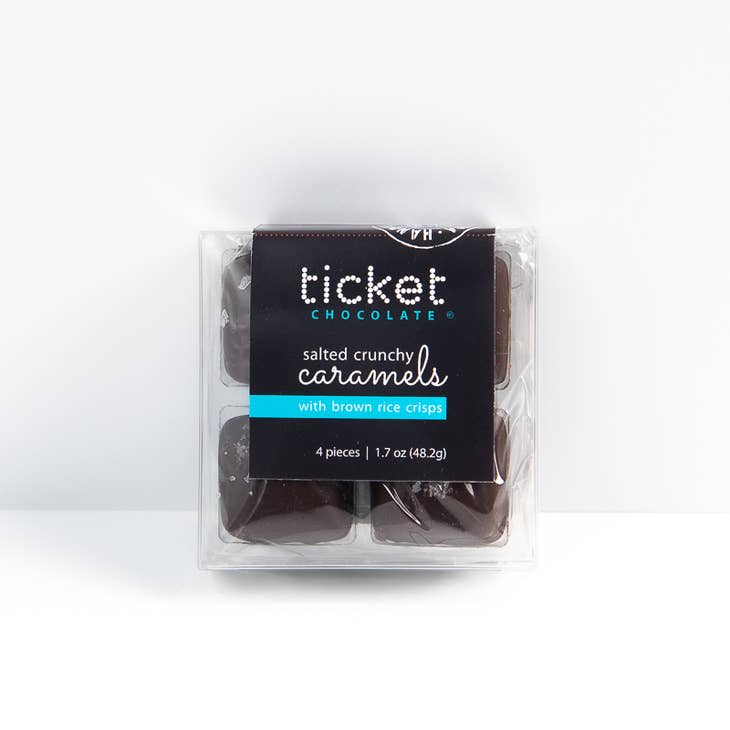 Ticket Chocolate Salted Chocolate Covered Caramels - 4-Piece, Nutty Caramel with Hazeln