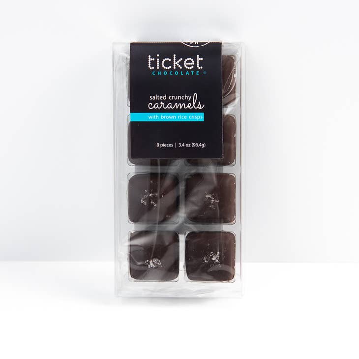 Ticket Chocolate Salted Chocolate Covered Caramels - 8-Piece, Nutty Caramel with Hazeln