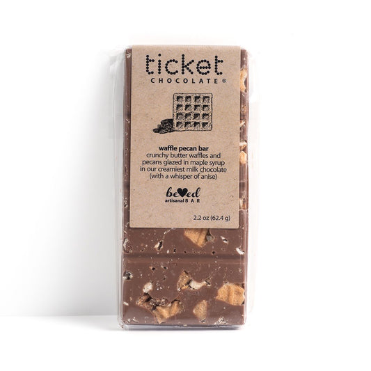 Ticket Chocolate Artisan Chocolate Bars - Beloved Bars - Waffle Pecan (milk)