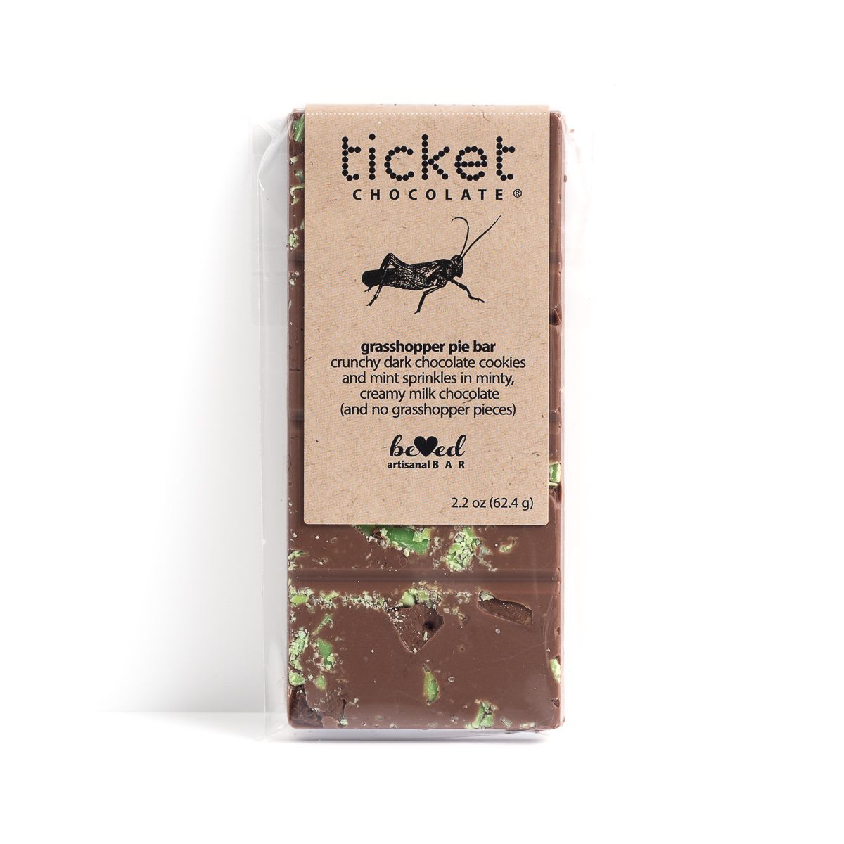Ticket Chocolate Artisan Chocolate Bars - Beloved Bars - Grasshopper Pie (milk)