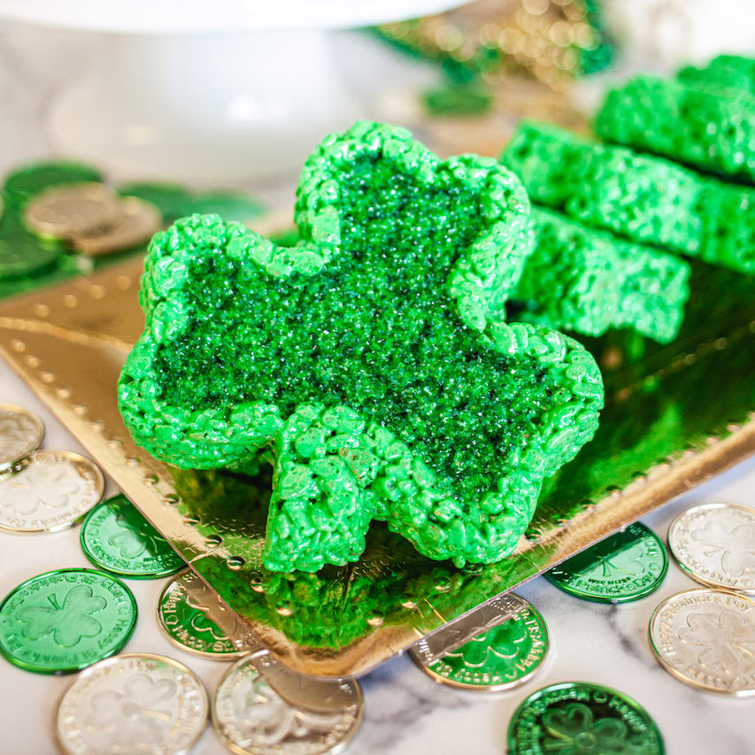 Shamrock Chocolate and Mint Rice Crispie Treats