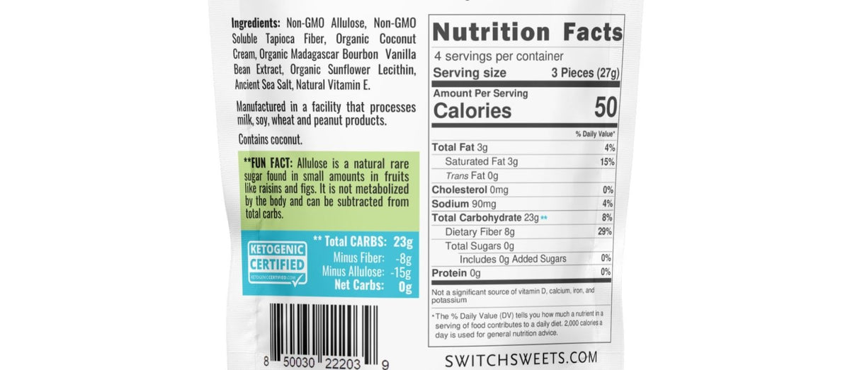 SWITCH® Coconut Caramels (Zero Sugar, Keto Certified) SCV-100g-CS12