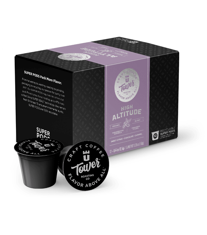 Tower Coffee Co. Tower Roasting Co. - 12ct Super Pods - Organic Blends - High Altitude