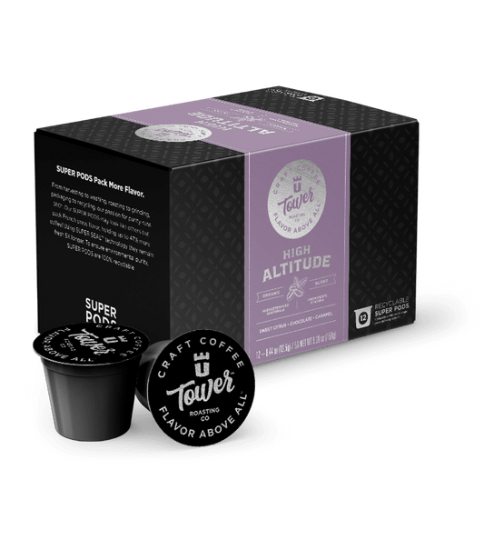 Tower Coffee Co. Tower Roasting Co. - 12ct Super Pods - Organic Blends - High Altitude