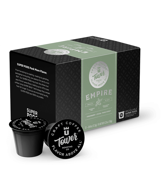 Tower Coffee Co. Tower Roasting Co. - 12ct Super Pods - Organic Blends - Empire