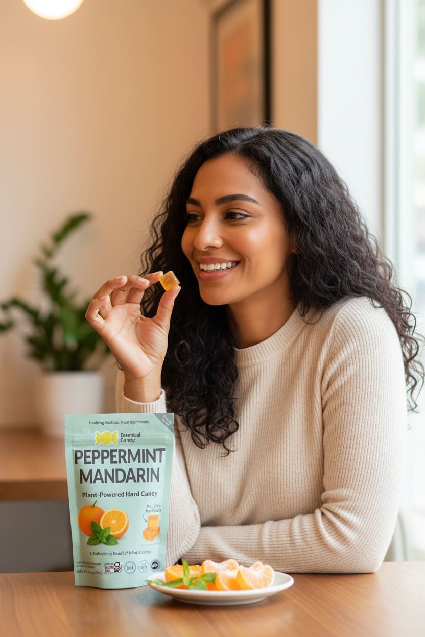 Peppermint Mandarin Better-for-You Hard Candy – Cool & Citrusy – Organic Peppermint & Mandarin – Gluten-Free, Non-GMO, Vegan ECSBND007