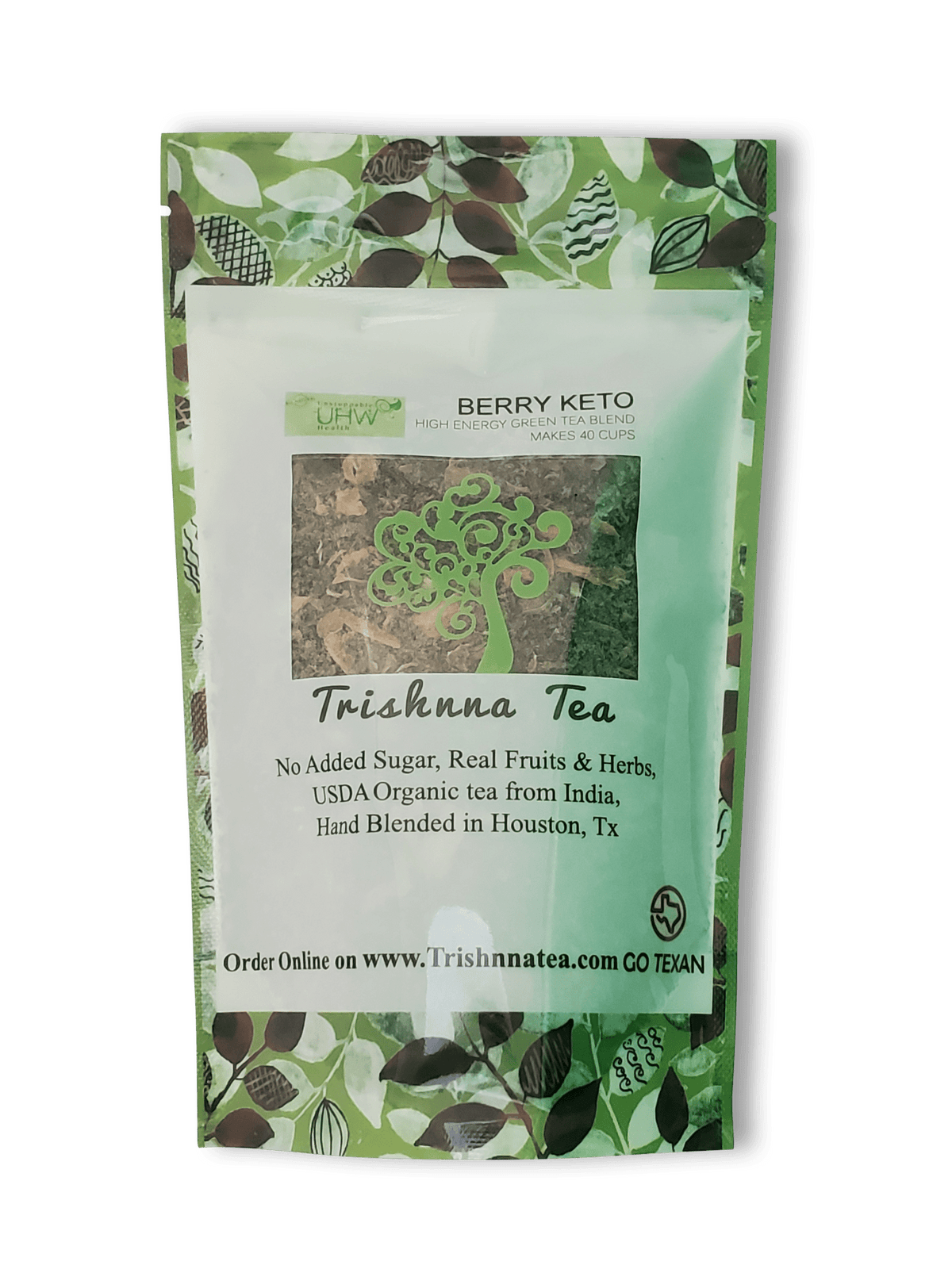 Trishnna Tea Loose Tea - 3 oz, Berry Keto High Energy Green Tea - UHW