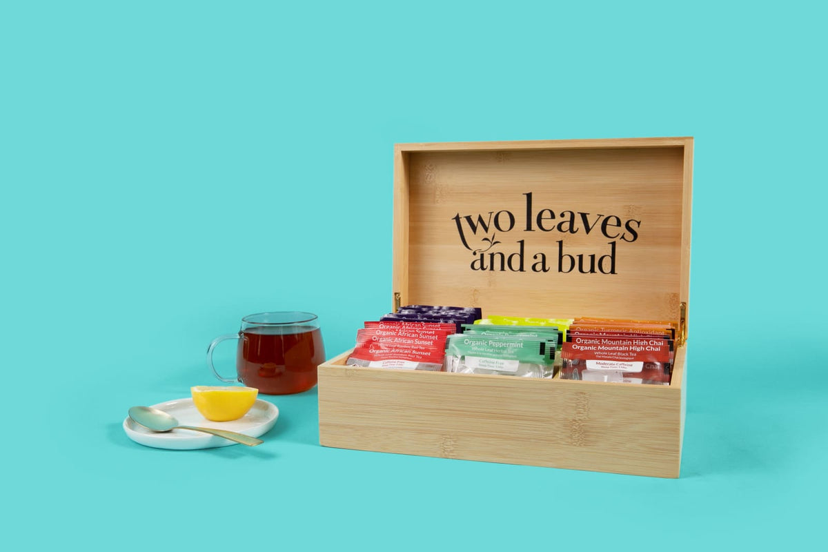 Two Leaves And A Bud 6 Slot Bamboo Presentation Box, Filled