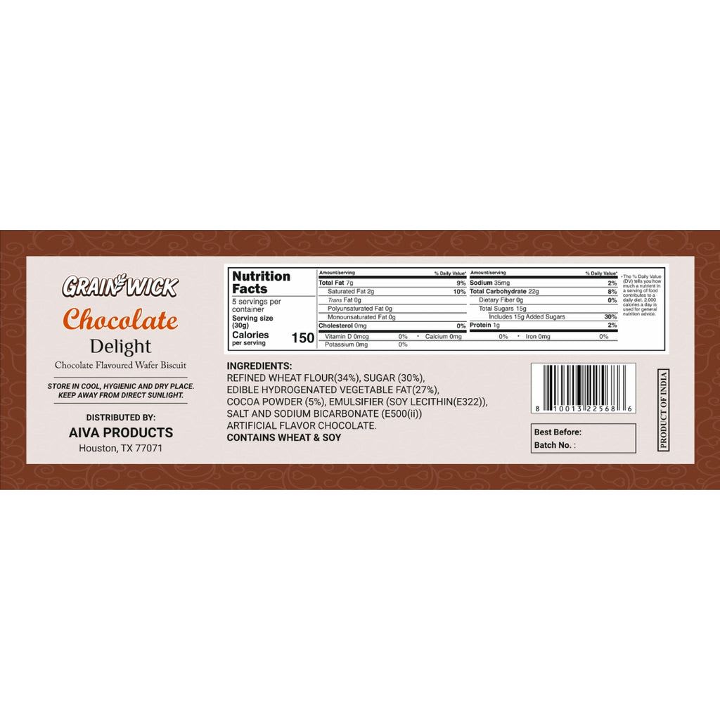 Aiva Chocolate Wafer Biscuit 5.29 OZ (Pack of 12) 34113X12