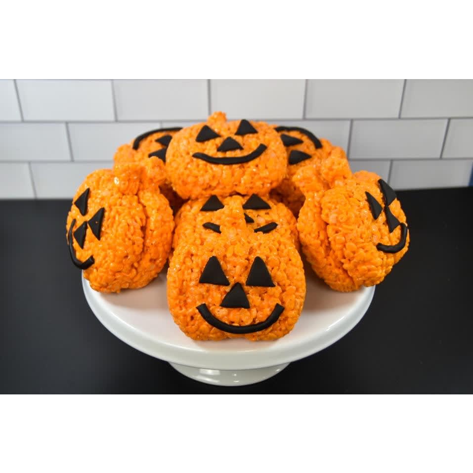Halloween Pumpkin Jack O' Lantern Rice Crispie Treats